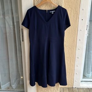 Karl Lagerfeld V Neck A Line Dress Navy Size 14